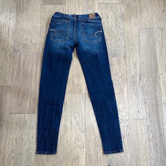 EUC American Eagle Outfitters Blue Jeggings with Tapered Fit Size 0 - Picture 5 of 6